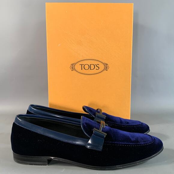 TOD\'S Size 8.5 Blue Royal Blue Velvet Moccasin Loafers main image 4